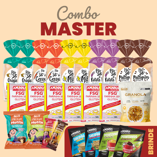 Kit Combo Master com BRINDE Aminna Sem Gluten e Sem Leite