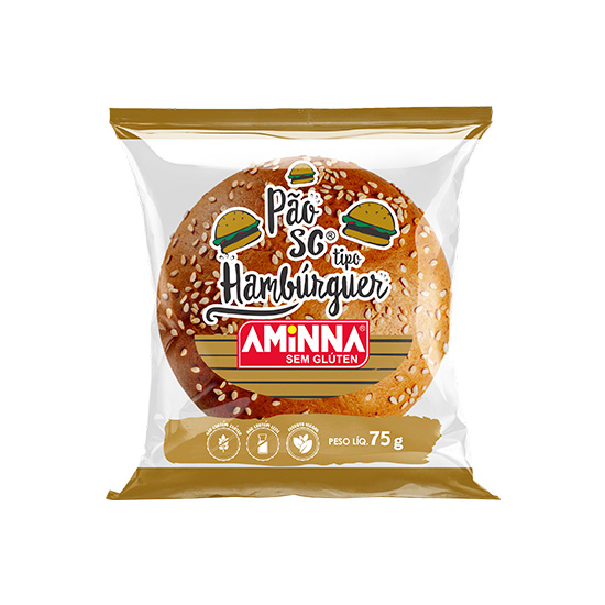 Pão sem Glúten tipo Hambúrguer Aminna, 75g - ID: 204