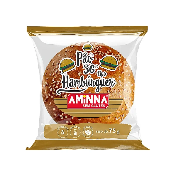 Pão sem Glúten tipo Hambúrguer Aminna, 75g - ID: 204