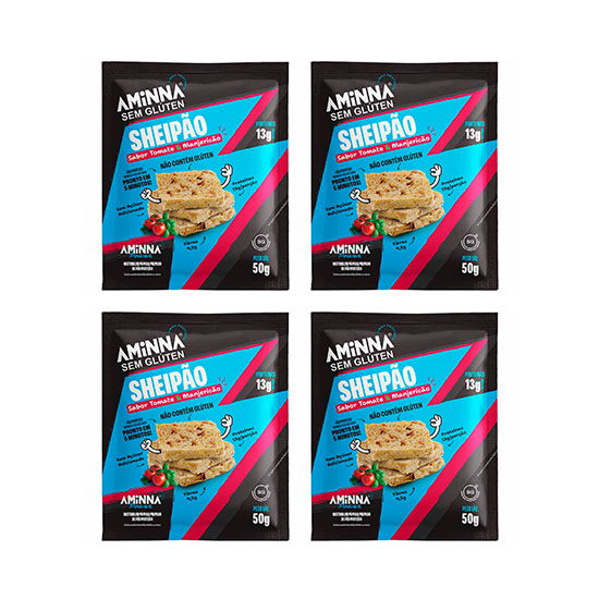 Combo Sheipão - Pão Proteico Sabor Tomate e Manjericão 13g Proteína Aminna 50g
