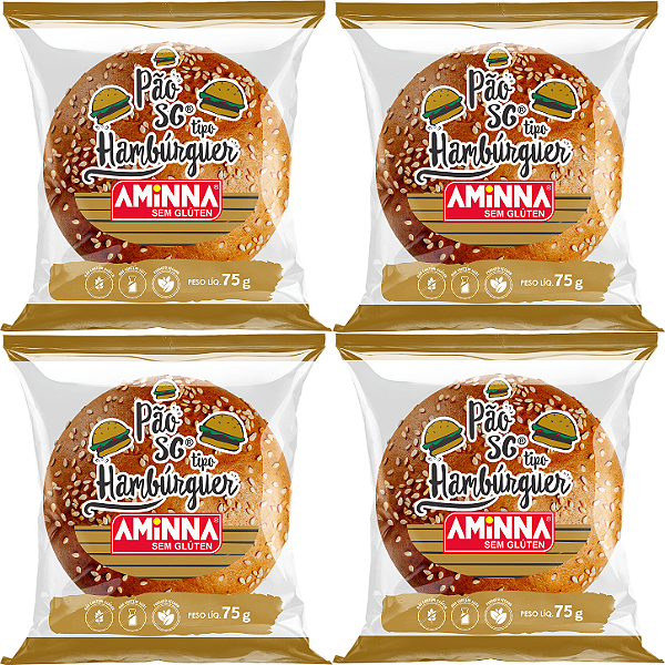 Kit 4 Pães de hambúrguer Sem glúten Aminna - ID: 204