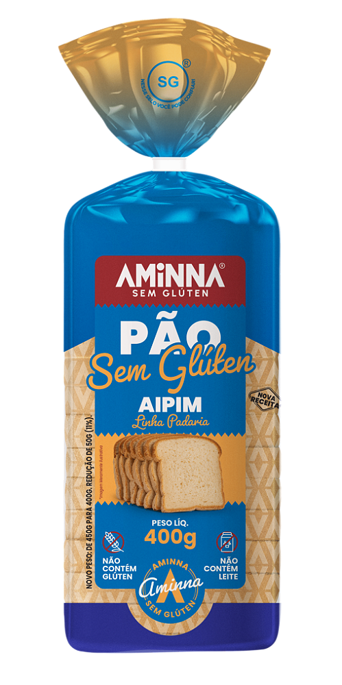 Pão Fatiado de Aipim Sem Glúten Aminna, 400g - ID: 233