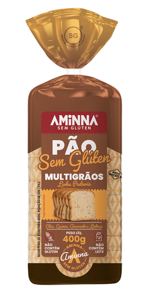 Pão Fatiado Multigrãos Sem Glúten Aminna, 400g - ID: 174