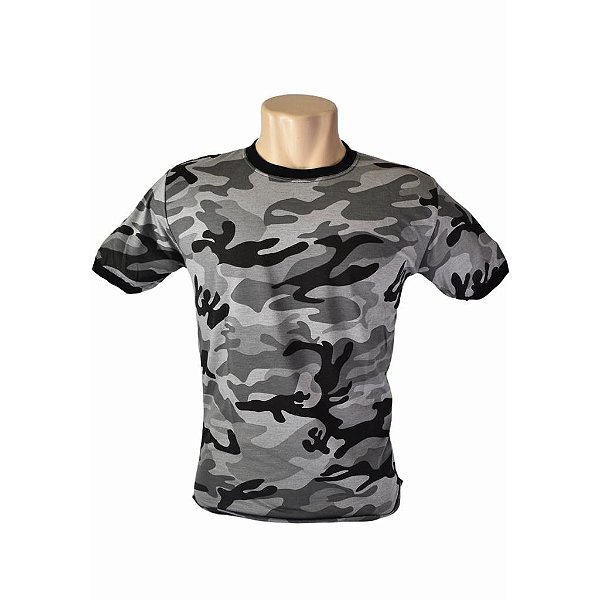 Camiseta Camuflada Cinza Urbano - 100% Algodão