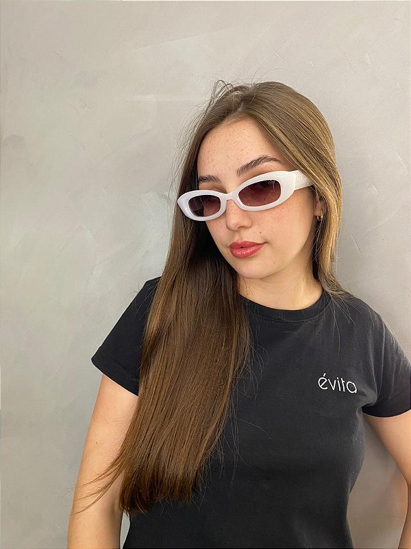 ÓCULOS MAIA - LENTE MARROM ARMAÇÃO BRANCA