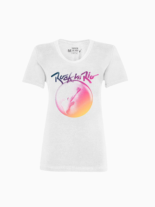 Camiseta Feminina Spray Color Branca Rock in Rio