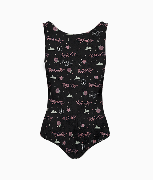 Body Feminino Rosas Rock in Rio