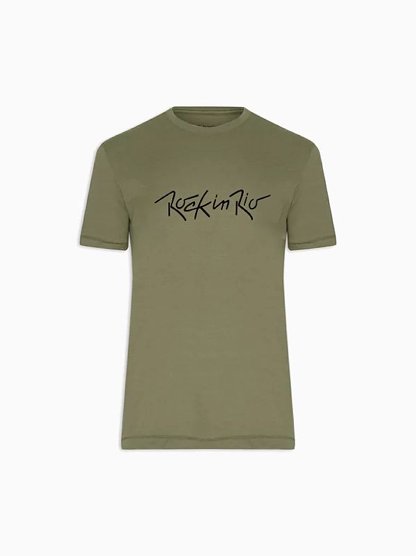 Camiseta Lettering Rock in Rio Verde Oliva