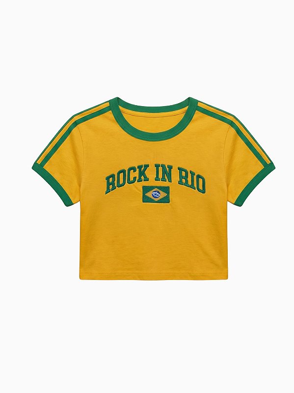 Camiseta Cropped Rock in Rio Brasil Core