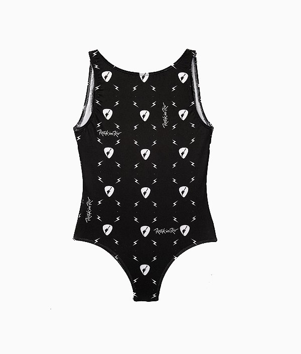 Body Feminino Palhetas Preto Rock in Rio