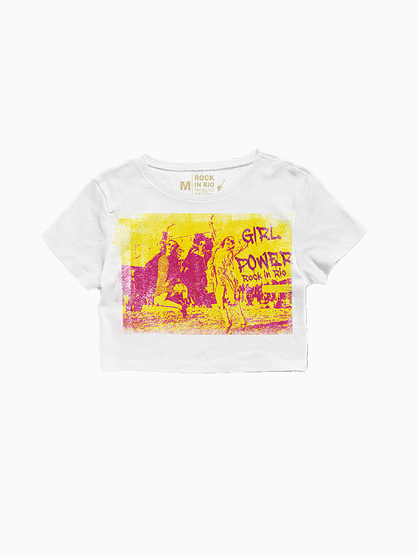 Cropped Feminino GRL POWER Branca Rock in Rio