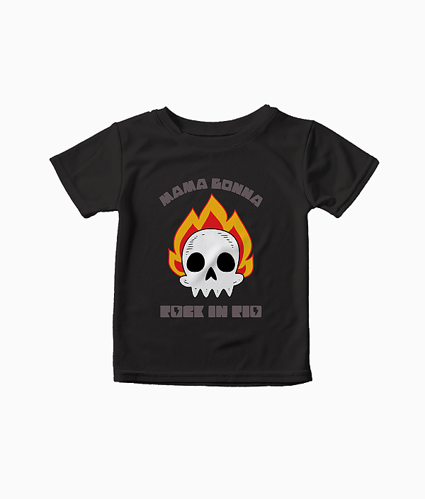 Camiseta Infantil Mamma Gonna Preto Rock in Rio