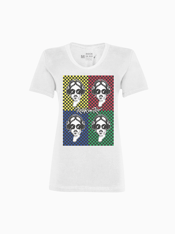 Camiseta Feminina Pop Branca Rock in Rio