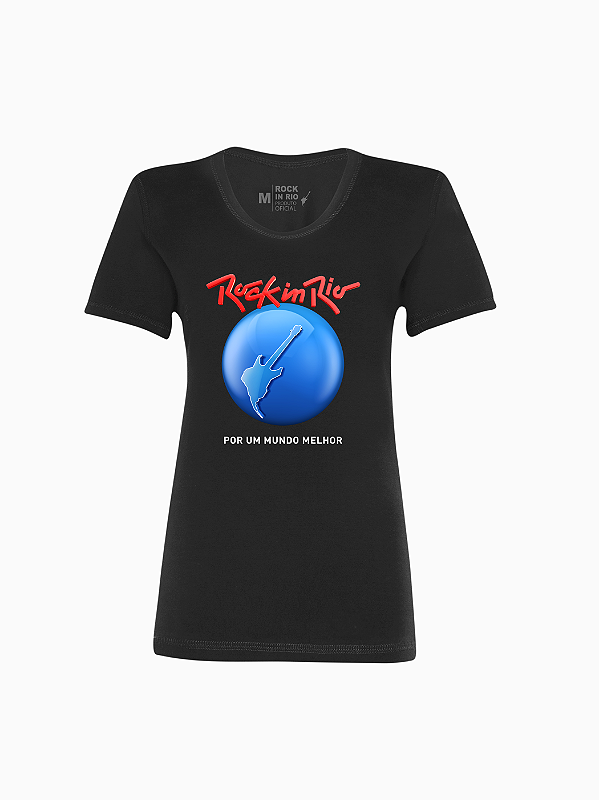 Camiseta Logão Feminina Preta Rock in Rio