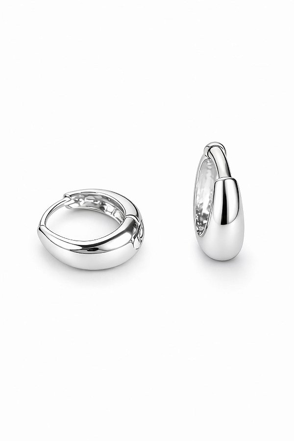 Brinco Argola Essenza 1.6cm Rhodium Branco