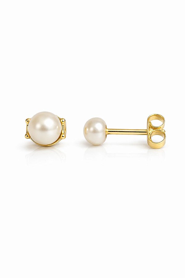 Brinco Pérola Mini 5mm Ouro 18k