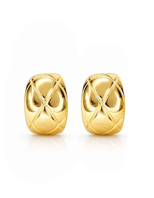 Brinco Ear Hook Dourado Texturizado Ouro 18k