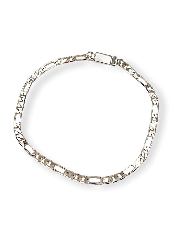 Pulseira Elos Com Fecho Gaveta Folheado Rhodium Branco