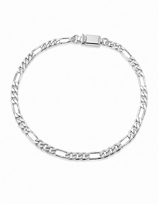 Pulseira Elos 5mm Fecho Gaveta Rhodium Branco