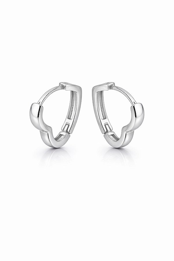 Argola Coração Rhodium Branco