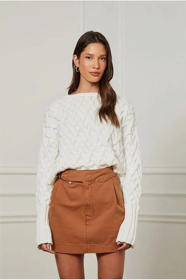 BLUSA TRICOT FENDA NAS COSTAS ANIMALE OFF WHITE