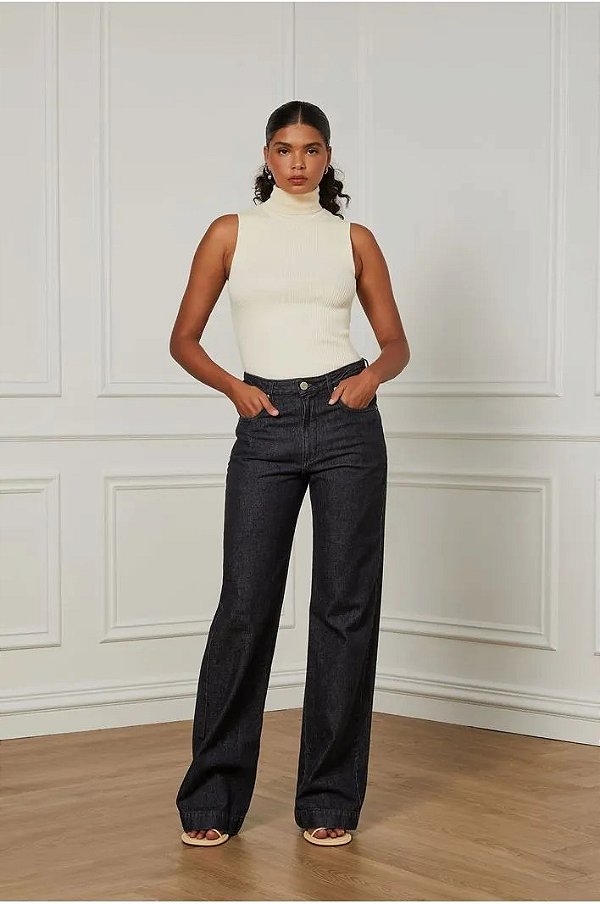 CALÇA JEANS WIDE LEG ANIMALE