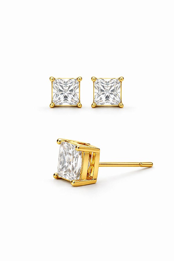 Ponto de Luz Mini Quadrado Zircônia Ouro 18k