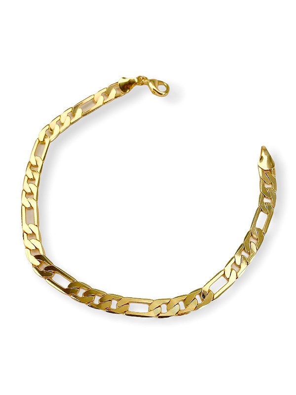 Pulseira Masculina Grumet 6mm Elo 3 Por 1 Folheado A Ouro 18k