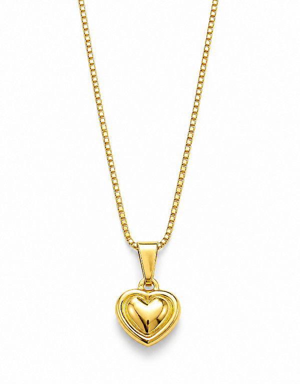 Colar Infantil com Pingente de Coração Folheado a Ouro 18k