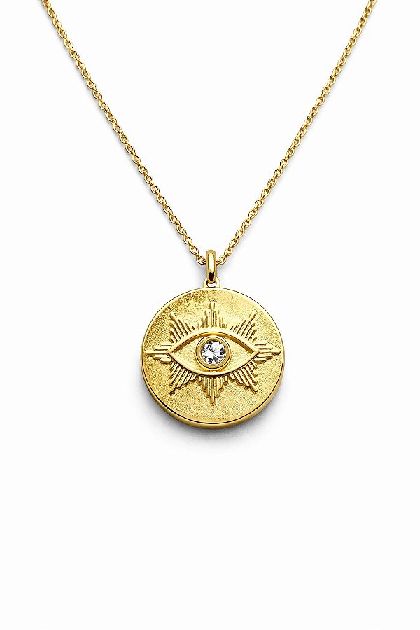 Colar 80vm Medalha Olho Grego Zircônia