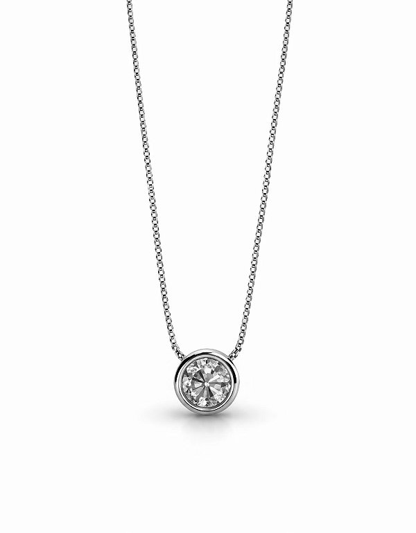 Colar Ponto de Luz 7mm Zircônia Rhodium Branco