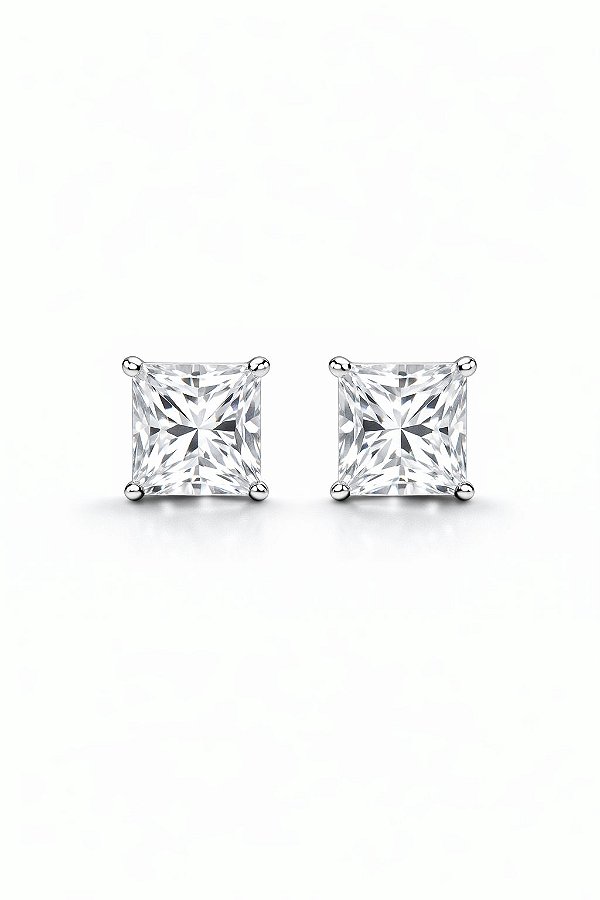 Ponto de Luz Quadrado Zircônia Rhodium Branco