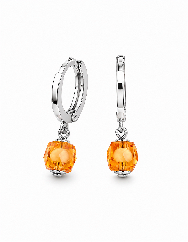 Argola Clique Pingente Tangerina Rhodium Branco