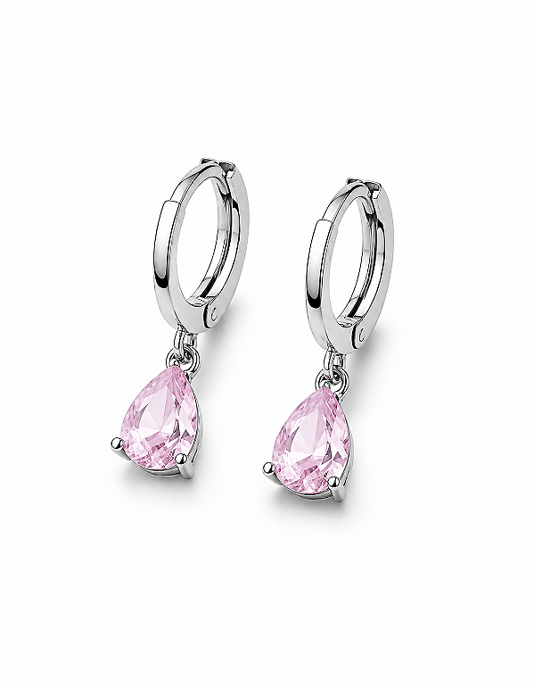 Argola Fechada Pingente Gota Rosa Bebê