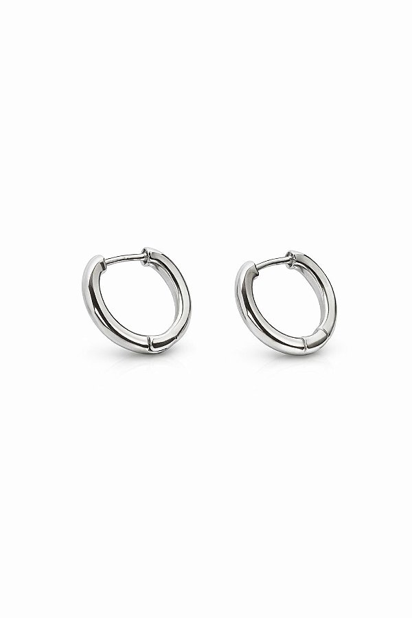 Brinco Argola Fina Pequena Rhodium Branco