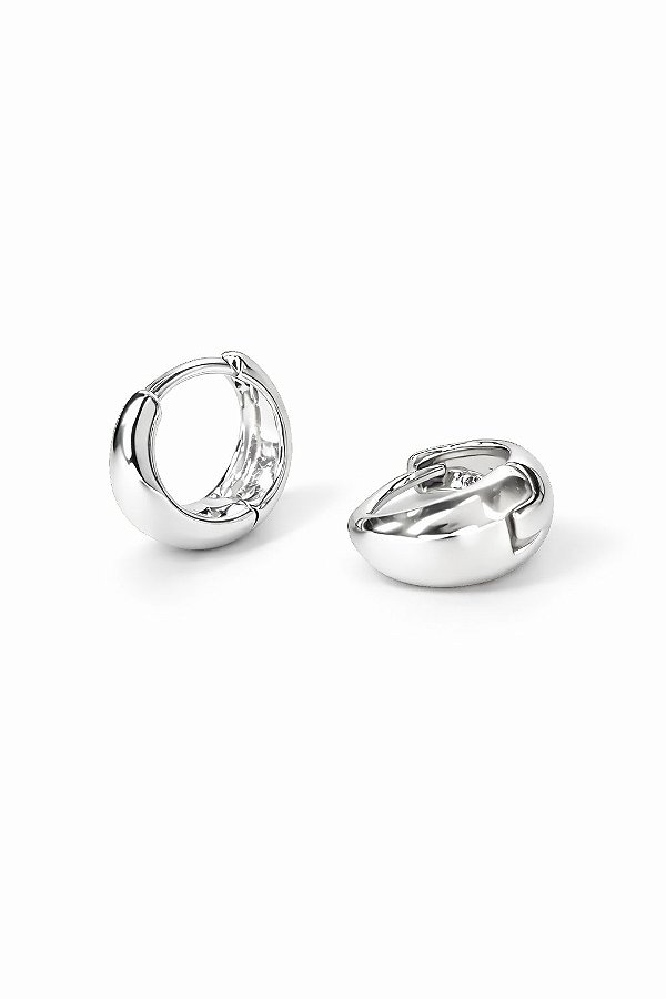 Brinco Argola Essenza 1.2cm Rhodium Branco