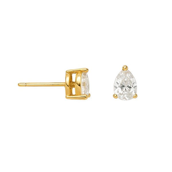 Brinco Gota Zircônia 8mm Ouro 18K