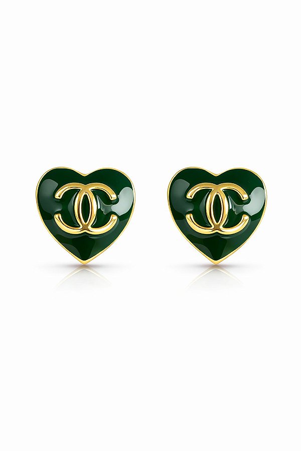 Brinco Love Chanel Resina Verde