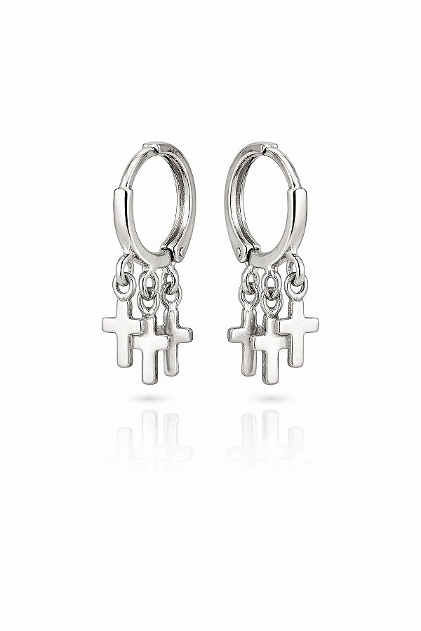 Brinco Argola Clique Fé Rhodium Branco
