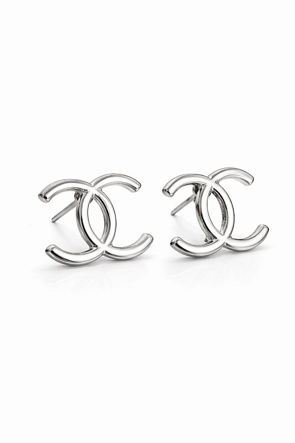 Brinco Chanel 1.9 cm Rodhium Branco