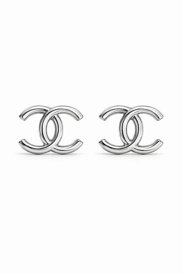 Brinco Chanel 1.1 cm Rodhium Branco