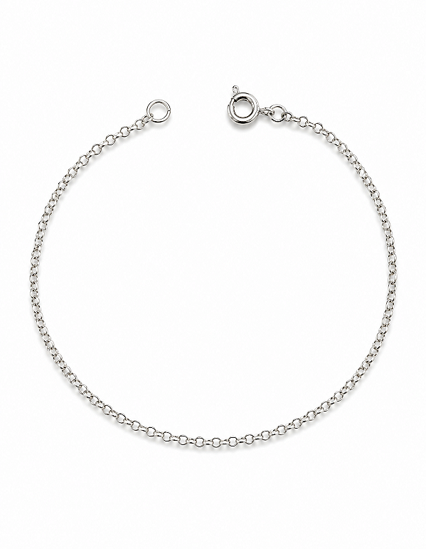 Pulseira Elo Português Fina Folheada em Ródio Branco
