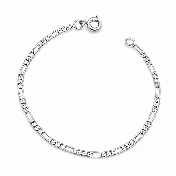 Pulseira Infantil Elos 2mm Rhodium Branco
