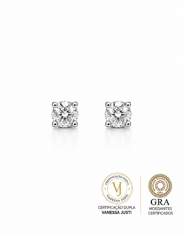 Brinco Solitário 6mm Clássico Moissanite 1.6ct