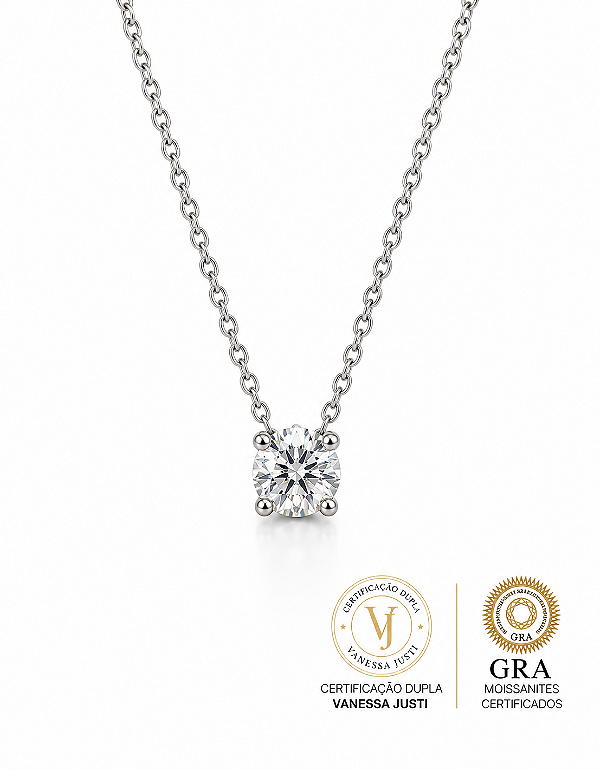 Colar Ponto de luz Moissanite 6mm - 0.8ct