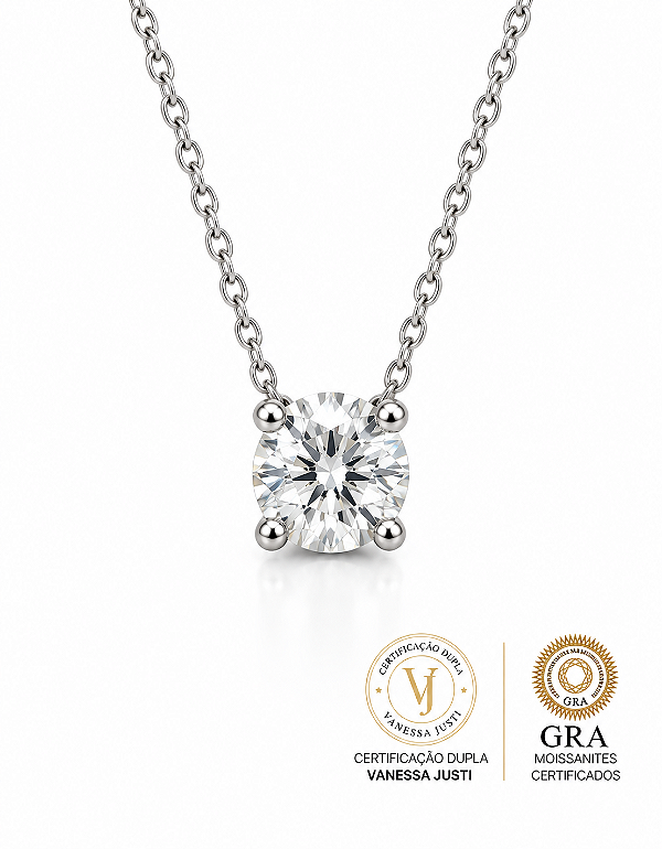 Colar Ponto de luz Moissanite 8mm - 2ct