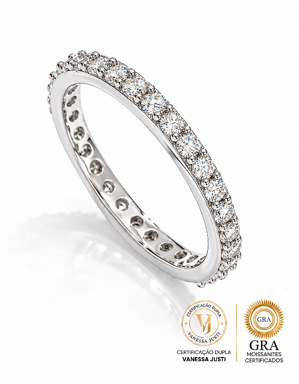 Anel Aparador Moissanite 3 mm | 2,1 ct em Prata 925