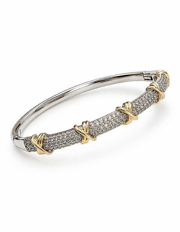 Bracelete X Cravejado Em Zircônias