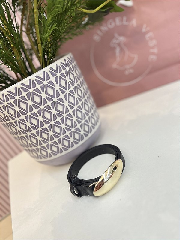 Cinto Preto Fivela Oval