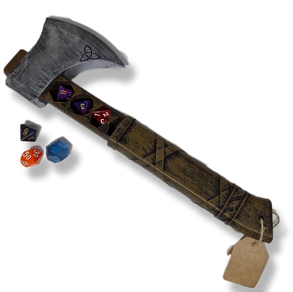 Porta Dados Rpg Machado Medieval Decorativo Colecionável Marrom
